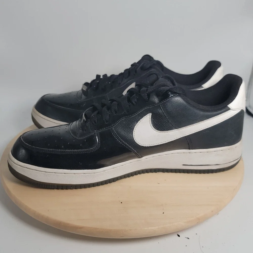 Nike Air Force 1 '07 Low Black White Patent Shoes Mens 15 Streetwear 315122-047